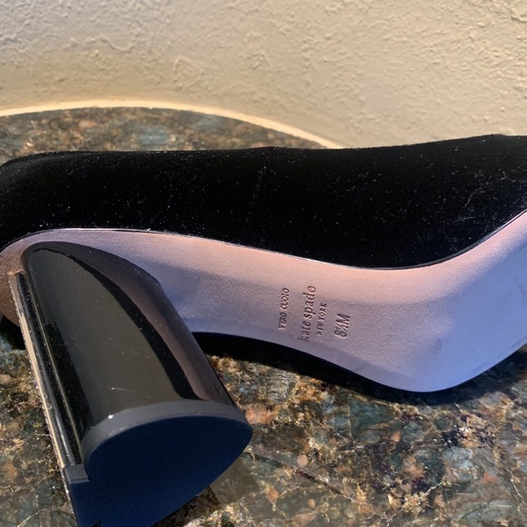 Kate Spade Sybil black velvet genes block heel pumps - Picture 7 of 9